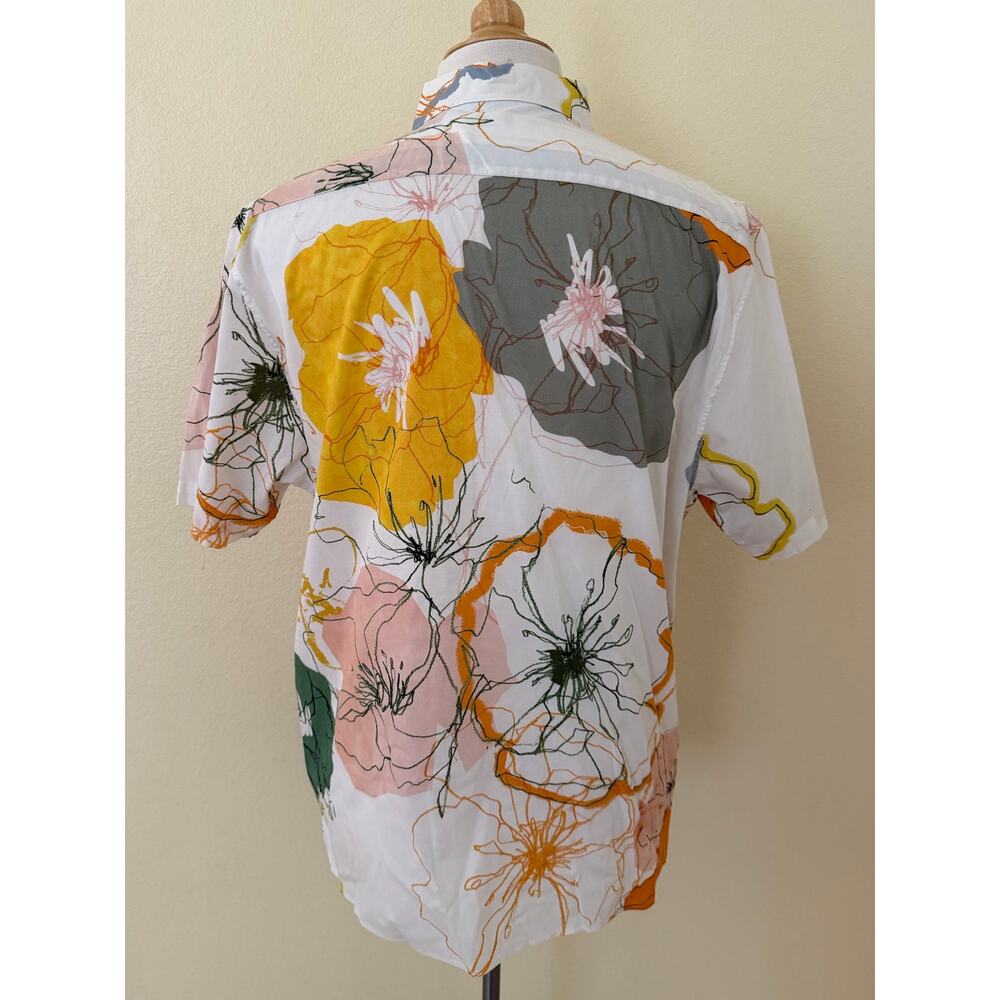 Ted Baker London Men Multicolor Floral Button Front Short Sleeve Shirt Size 7 - Picture 5 of 9